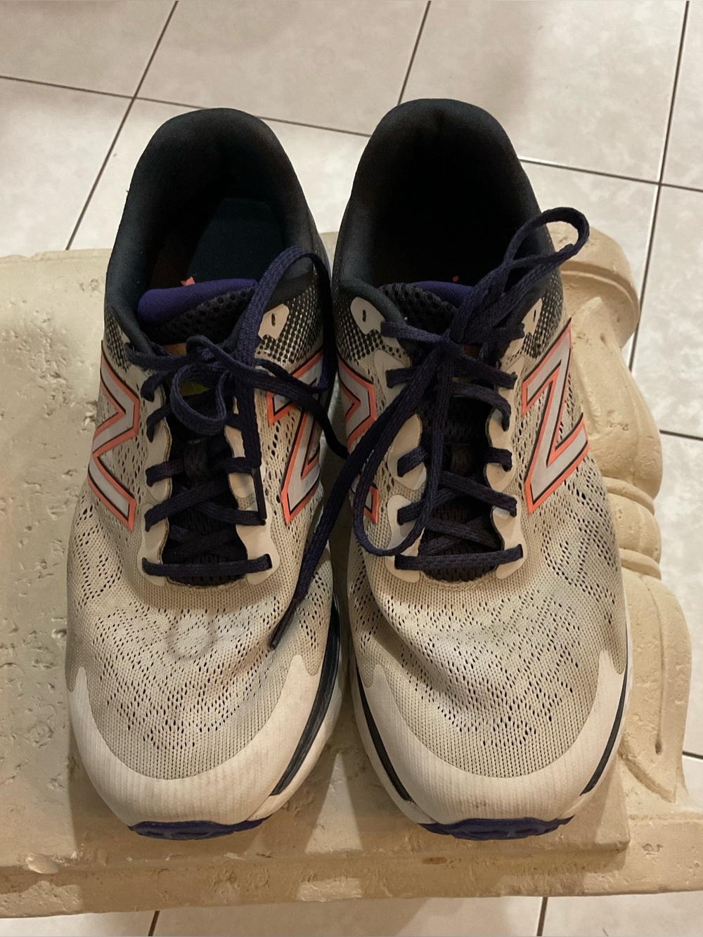 New Balance women’s Running Sneakers - white & Navy with Orange Trim